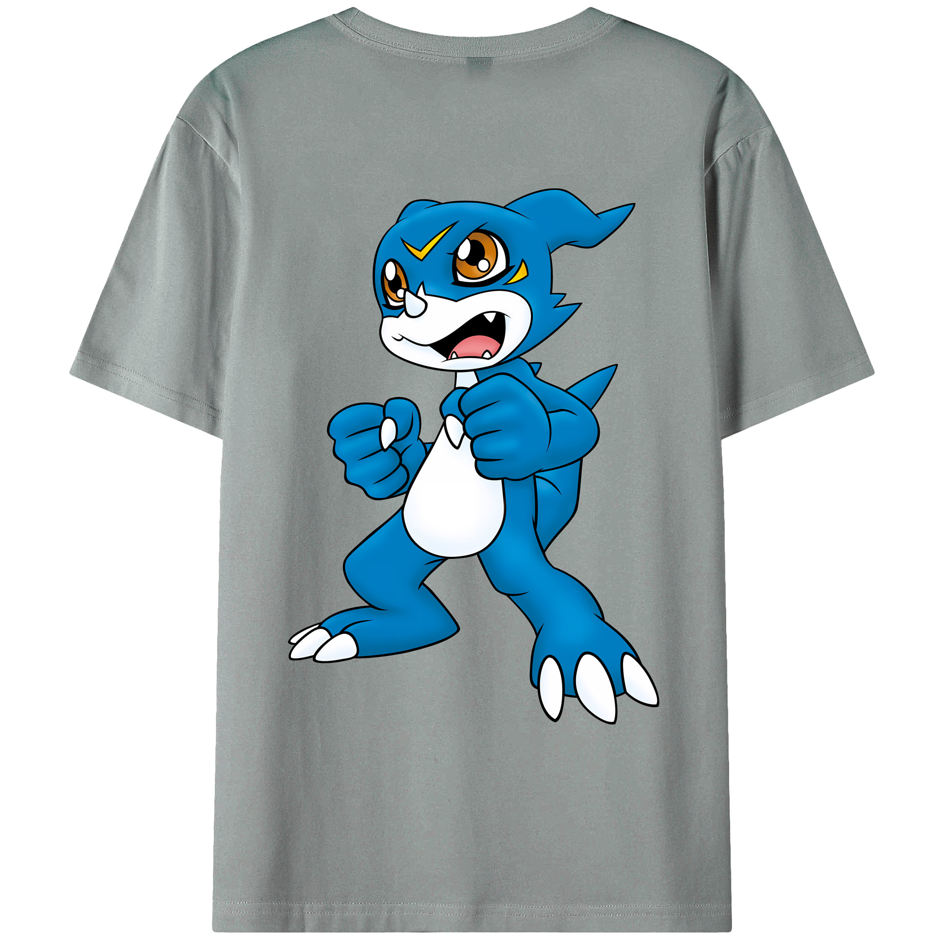 （画像用） Digimon デジタルモンスター/デジモン 綿100％ メンズ半袖Tシャツ（バックプリント） 通気性
